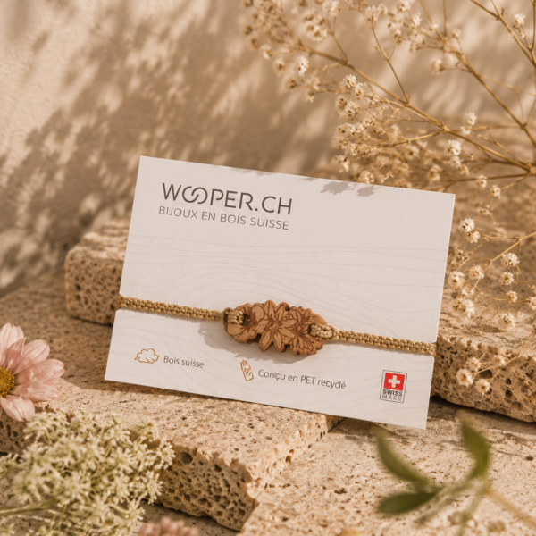 Bracelet fleurs en bois