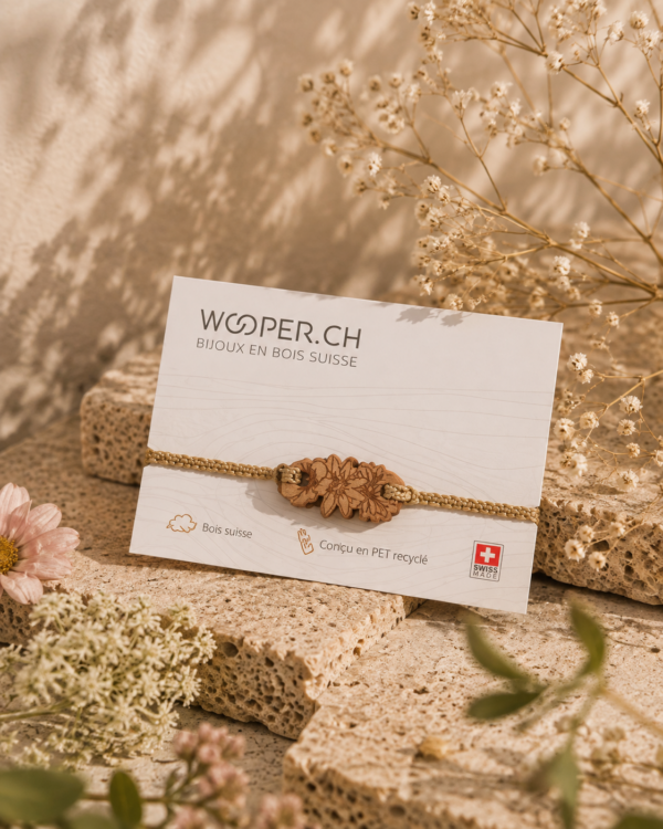 Bracelet fleurs en bois